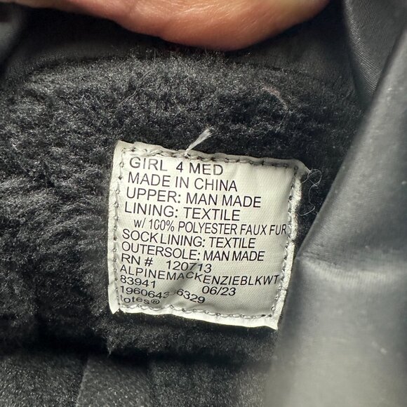 TOTES ALPINE MACKENZIE KIDS GIRLS WINTER BOOTS WHITE & BLACK THERMOLITE SIZE 4M - Picture 8 of 11